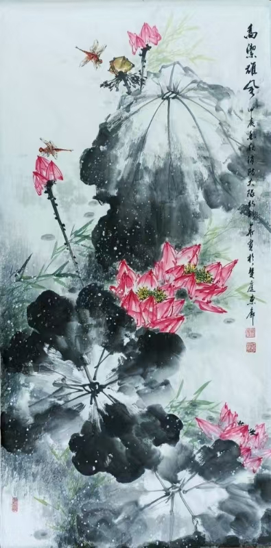 廉政水墨画《高洁雄风》，作者单位：广州消防救援支队，姓名：杨彩华