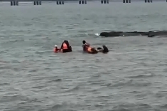 【新闻直播间】海水涨潮4名游客被困 消防救援脱险